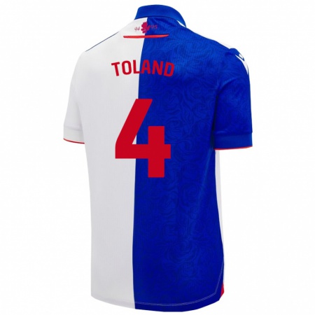 Kandiny Niño Camiseta Tyler Toland #4 Azul Cielo Blanco 1ª Equipación 2024/25 La Camisa Chile