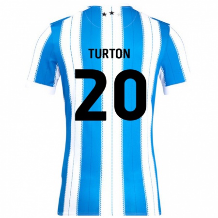 Kandiny Niño Camiseta Ollie Turton #20 Azul Blanco 1ª Equipación 2024/25 La Camisa Chile