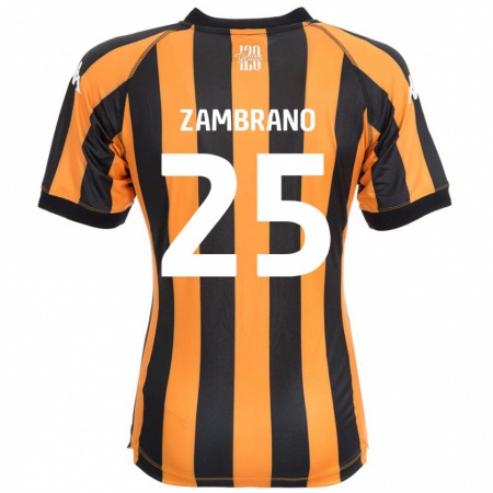 Kandiny Niño Camiseta Óscar Zambrano #25 Negro Ámbar 1ª Equipación 2024/25 La Camisa Chile