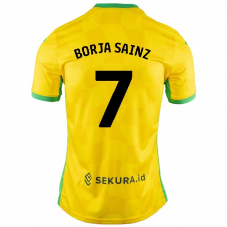 Kandiny Niño Camiseta Borja Sainz #7 Amarillo Verde 1ª Equipación 2024/25 La Camisa Chile