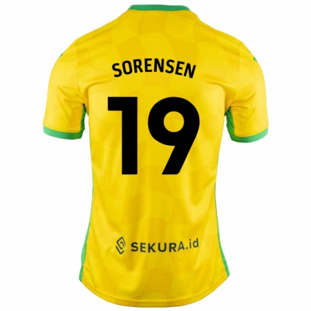 Kandiny Niño Camiseta Jacob Lungi Sørensen #19 Amarillo Verde 1ª Equipación 2024/25 La Camisa Chile