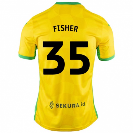 Kandiny Niño Camiseta Kellen Fisher #35 Amarillo Verde 1ª Equipación 2024/25 La Camisa Chile