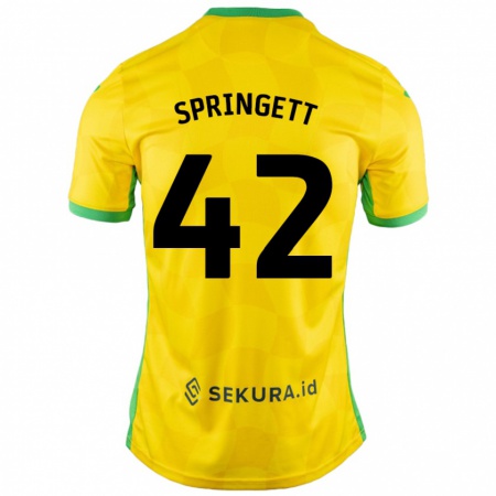 Kandiny Niño Camiseta Tony Springett #42 Amarillo Verde 1ª Equipación 2024/25 La Camisa Chile