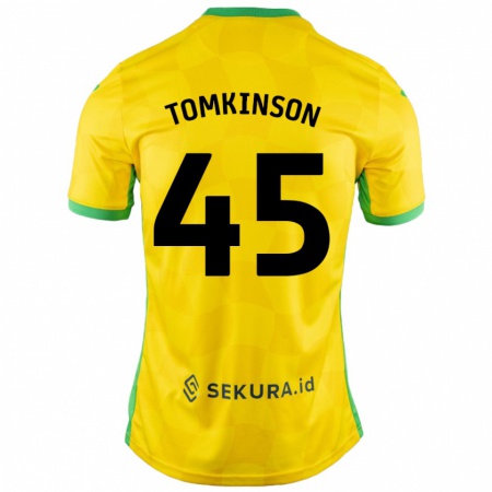 Kandiny Niño Camiseta Jonathan Tomkinson #45 Amarillo Verde 1ª Equipación 2024/25 La Camisa Chile