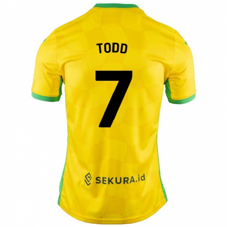 Kandiny Niño Camiseta Megan Todd #7 Amarillo Verde 1ª Equipación 2024/25 La Camisa Chile