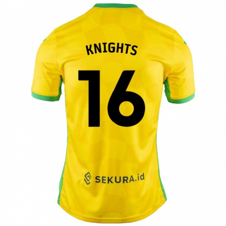 Kandiny Niño Camiseta Katie Knights #16 Amarillo Verde 1ª Equipación 2024/25 La Camisa Chile