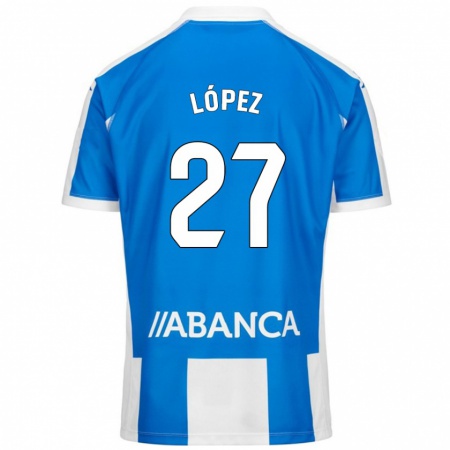 Kandiny Niño Camiseta Rubén López #27 Azul Blanco 1ª Equipación 2024/25 La Camisa Chile