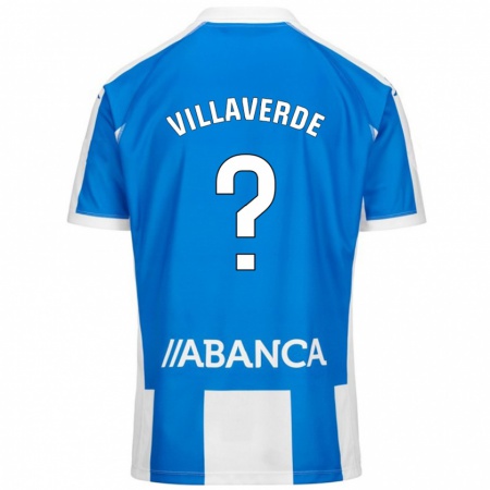 Kandiny Niño Camiseta Hugo Villaverde #0 Azul Blanco 1ª Equipación 2024/25 La Camisa Chile