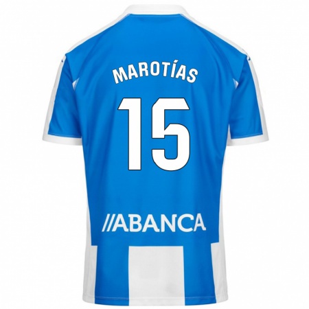 Kandiny Niño Camiseta Oscar Marotías #15 Azul Blanco 1ª Equipación 2024/25 La Camisa Chile