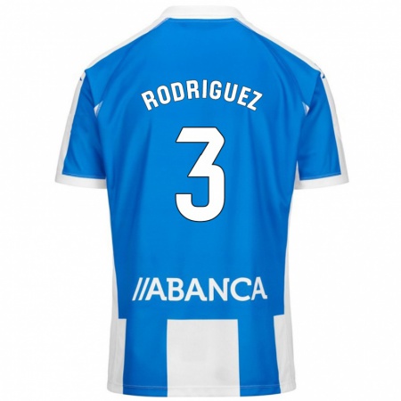 Kandiny Niño Camiseta Clara Rodríguez #3 Azul Blanco 1ª Equipación 2024/25 La Camisa Chile