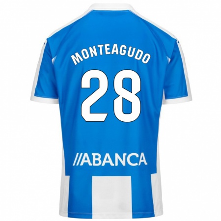 Kandiny Niño Camiseta Paula Monteagudo #28 Azul Blanco 1ª Equipación 2024/25 La Camisa Chile