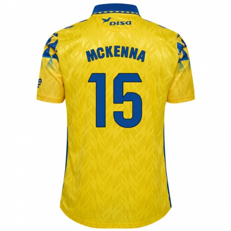 Kandiny Niño Camiseta Scott Mckenna #15 Amarillo Azul 1ª Equipación 2024/25 La Camisa Chile