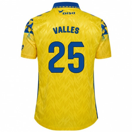 Kandiny Niño Camiseta Álvaro Valles #25 Amarillo Azul 1ª Equipación 2024/25 La Camisa Chile