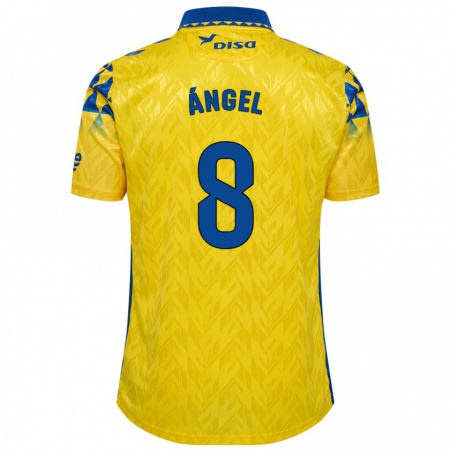 Kandiny Niño Camiseta José Ángel #8 Amarillo Azul 1ª Equipación 2024/25 La Camisa Chile