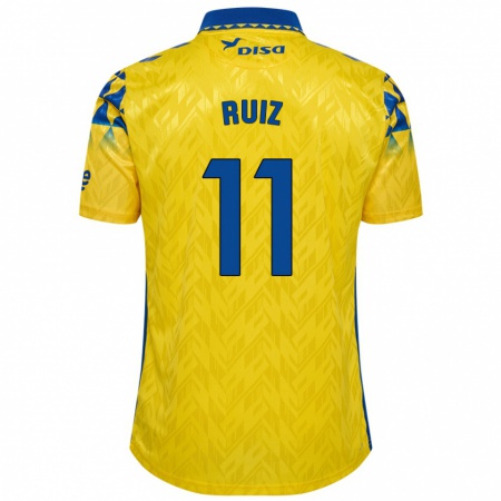 Kandiny Niño Camiseta Sergio Ruiz #11 Amarillo Azul 1ª Equipación 2024/25 La Camisa Chile