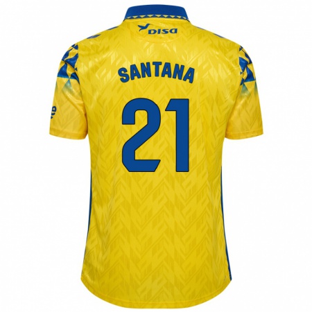 Kandiny Niño Camiseta Yadam Santana #21 Amarillo Azul 1ª Equipación 2024/25 La Camisa Chile