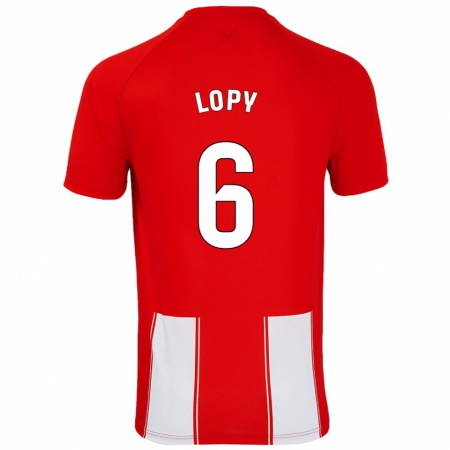 Kandiny Niño Camiseta Dion Lopy #6 Rojo Blanco 1ª Equipación 2024/25 La Camisa Chile