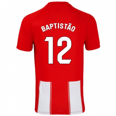 Kandiny Niño Camiseta Léo Baptistão #12 Rojo Blanco 1ª Equipación 2024/25 La Camisa Chile