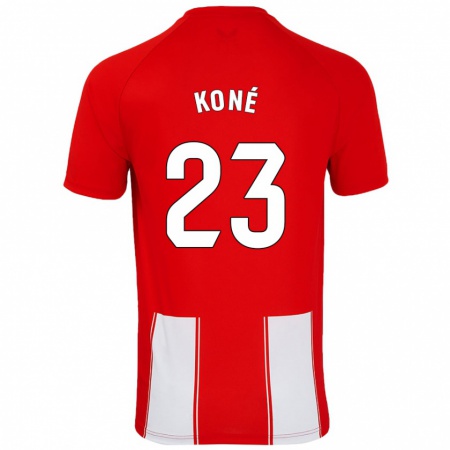 Kandiny Niño Camiseta Ibrahima Koné #23 Rojo Blanco 1ª Equipación 2024/25 La Camisa Chile