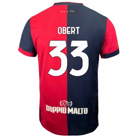 Kandiny Niño Camiseta Adam Obert #33 Rojo Azul Más Oscuro 1ª Equipación 2024/25 La Camisa Chile