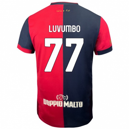 Kandiny Niño Camiseta Zito Luvumbo #77 Rojo Azul Más Oscuro 1ª Equipación 2024/25 La Camisa Chile