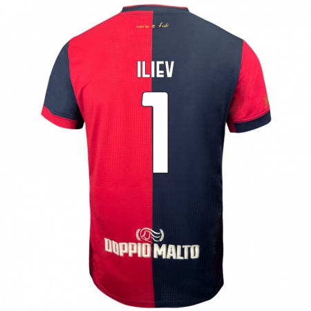 Kandiny Niño Camiseta Velizar-Iliya Iliev #1 Rojo Azul Más Oscuro 1ª Equipación 2024/25 La Camisa Chile