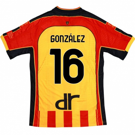 Kandiny Niño Camiseta Joan González #16 Amarillo Rojo 1ª Equipación 2024/25 La Camisa Chile