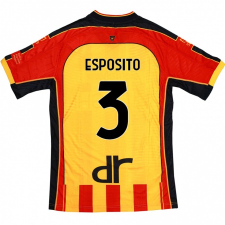 Kandiny Niño Camiseta Sebastian Esposito #3 Amarillo Rojo 1ª Equipación 2024/25 La Camisa Chile