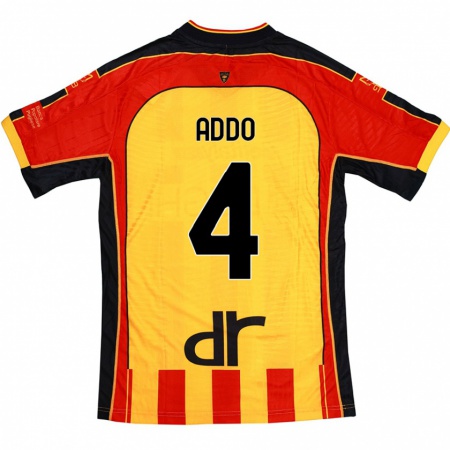 Kandiny Niño Camiseta Vernon Addo #4 Amarillo Rojo 1ª Equipación 2024/25 La Camisa Chile