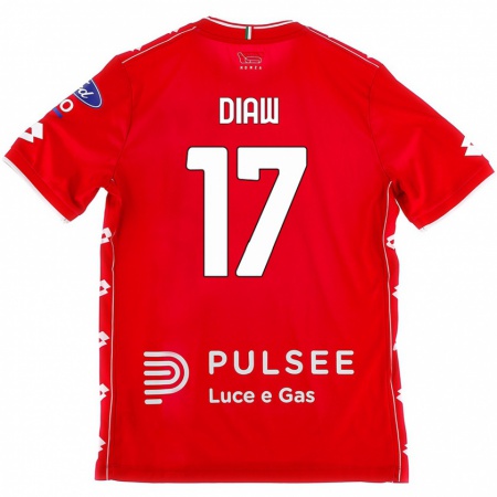 Kandiny Niño Camiseta Davide Diaw #17 Rojo Blanco 1ª Equipación 2024/25 La Camisa Chile