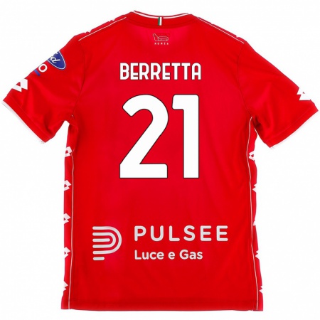 Kandiny Niño Camiseta Alessandro Berretta #21 Rojo Blanco 1ª Equipación 2024/25 La Camisa Chile