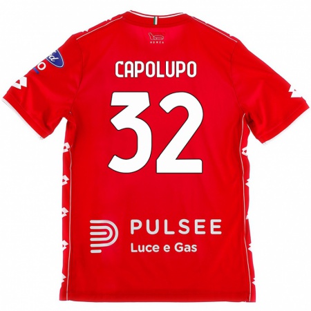 Kandiny Niño Camiseta Samuele Capolupo #32 Rojo Blanco 1ª Equipación 2024/25 La Camisa Chile