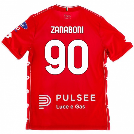 Kandiny Niño Camiseta Emanuele Zanaboni #90 Rojo Blanco 1ª Equipación 2024/25 La Camisa Chile