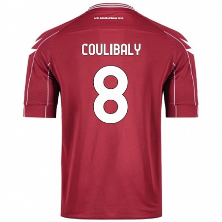 Kandiny Niño Camiseta Mamadou Coulibaly #8 Borgoña 1ª Equipación 2024/25 La Camisa Chile