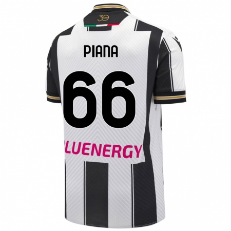 Kandiny Niño Camiseta Edoardo Piana #66 Blanco Negro 1ª Equipación 2024/25 La Camisa Chile