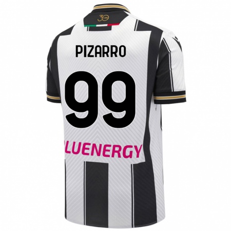 Kandiny Niño Camiseta Damián Pizarro #99 Blanco Negro 1ª Equipación 2024/25 La Camisa Chile