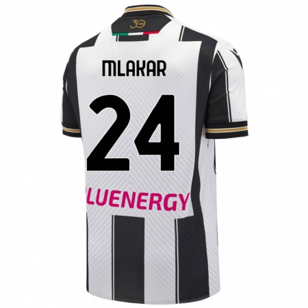 Kandiny Niño Camiseta Lorenzo Mlakar #24 Blanco Negro 1ª Equipación 2024/25 La Camisa Chile