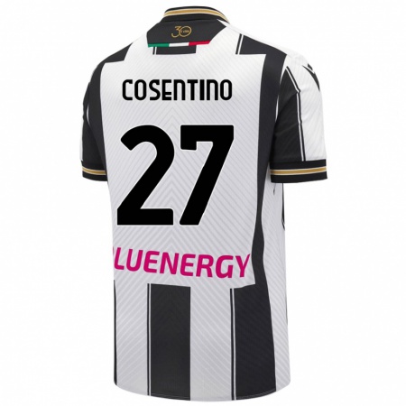 Kandiny Niño Camiseta Sergio Cosentino #27 Blanco Negro 1ª Equipación 2024/25 La Camisa Chile