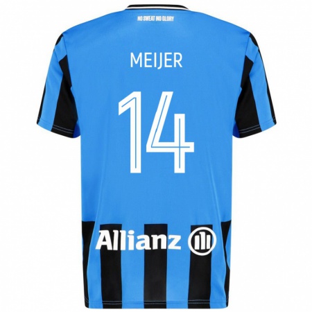 Kandiny Niño Camiseta Bjorn Meijer #14 Azul Cielo Negro 1ª Equipación 2024/25 La Camisa Chile