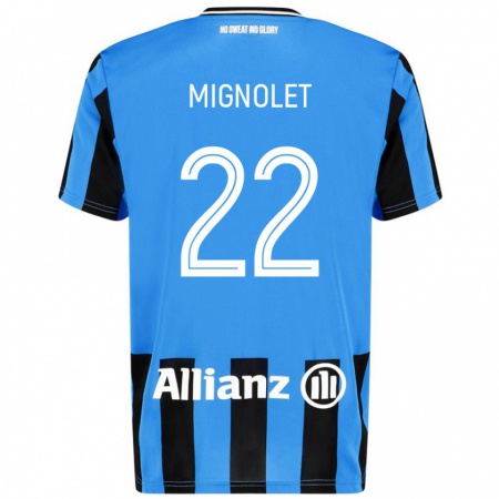 Kandiny Niño Camiseta Simon Mignolet #22 Azul Cielo Negro 1ª Equipación 2024/25 La Camisa Chile