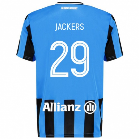 Kandiny Niño Camiseta Nordin Jackers #29 Azul Cielo Negro 1ª Equipación 2024/25 La Camisa Chile