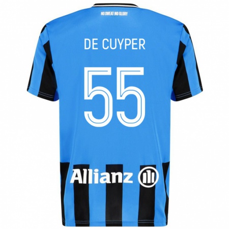 Kandiny Niño Camiseta Maxim De Cuyper #55 Azul Cielo Negro 1ª Equipación 2024/25 La Camisa Chile