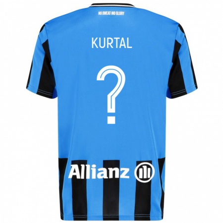 Kandiny Niño Camiseta Utku Kurtal #0 Azul Cielo Negro 1ª Equipación 2024/25 La Camisa Chile