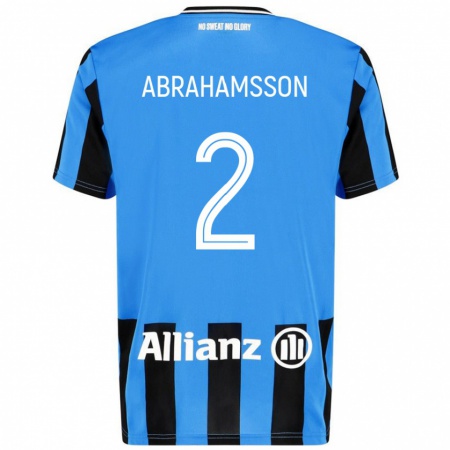 Kandiny Niño Camiseta Sejde Abrahamsson #2 Azul Cielo Negro 1ª Equipación 2024/25 La Camisa Chile