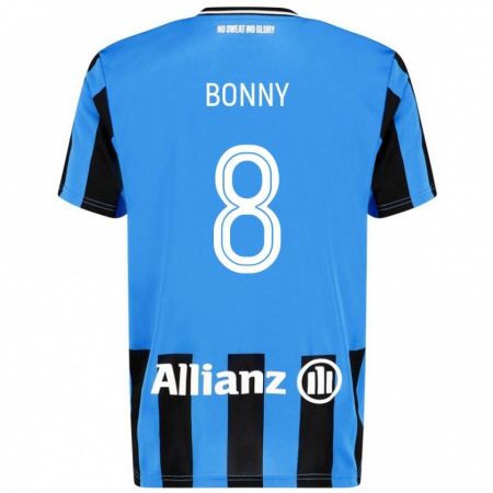 Kandiny Niño Camiseta Chionne Bonny #8 Azul Cielo Negro 1ª Equipación 2024/25 La Camisa Chile