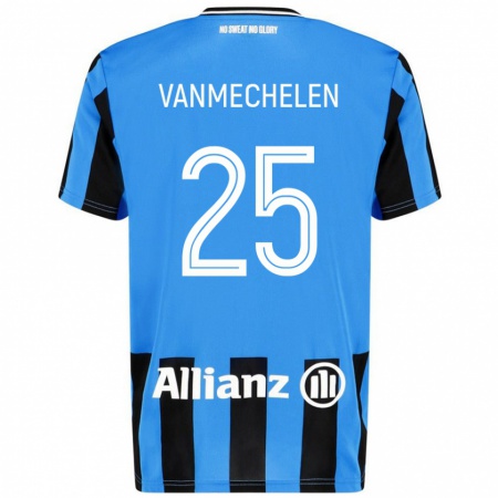 Kandiny Niño Camiseta Davinia Vanmechelen #25 Azul Cielo Negro 1ª Equipación 2024/25 La Camisa Chile