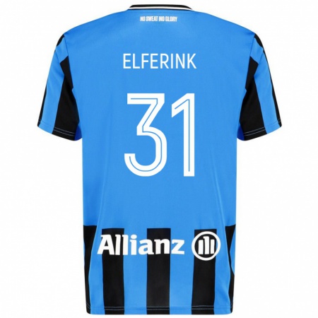 Kandiny Niño Camiseta Marie Elferink #31 Azul Cielo Negro 1ª Equipación 2024/25 La Camisa Chile