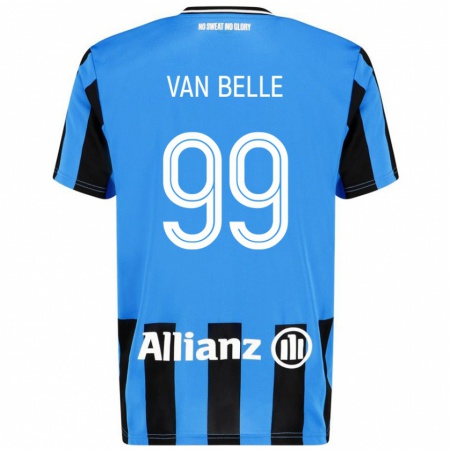 Kandiny Niño Camiseta Lyndsey Van Belle #99 Azul Cielo Negro 1ª Equipación 2024/25 La Camisa Chile