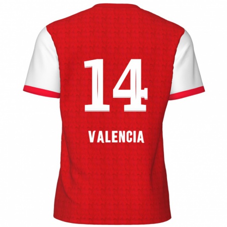 Kandiny Niño Camiseta Anthony Valencia #14 Rojo Blanco 1ª Equipación 2024/25 La Camisa Chile