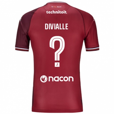 Kandiny Niño Camiseta Charles Divialle #0 Rojo Granata 1ª Equipación 2024/25 La Camisa Chile